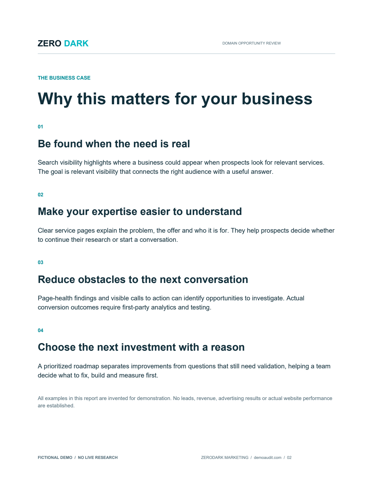 Full fictional demo audit page 2